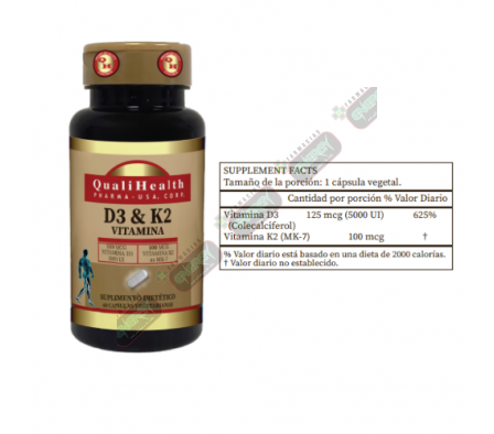 QUALIHEALTH D3 & K2  X 60 CAPS-725908