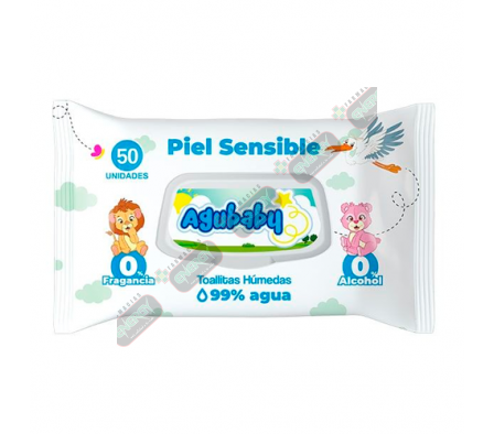 AGUBABY TOALLITA HUM PIEL SENSIBLE X 50 UN - 4956